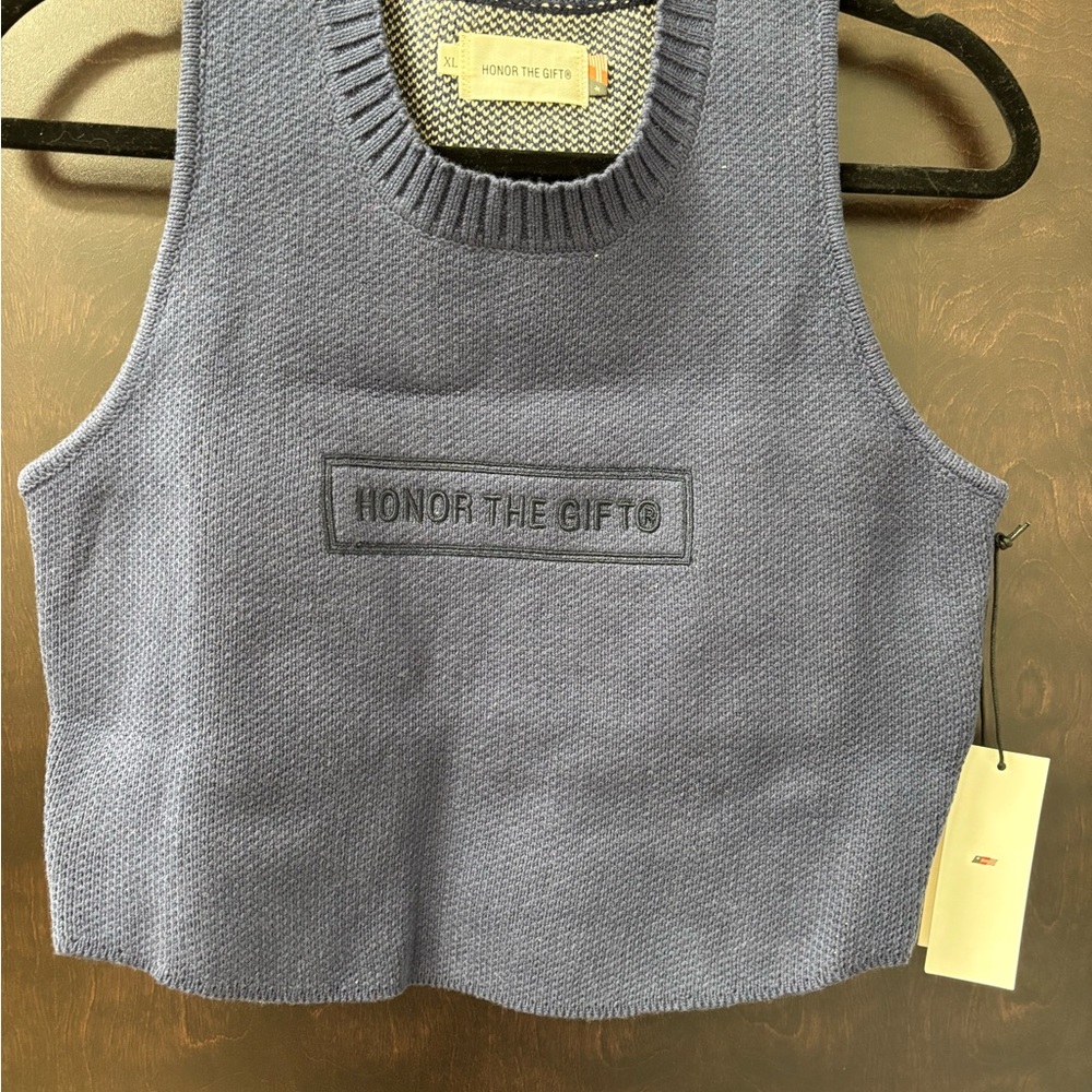 Honor The Gift Blue Knit Tank Top